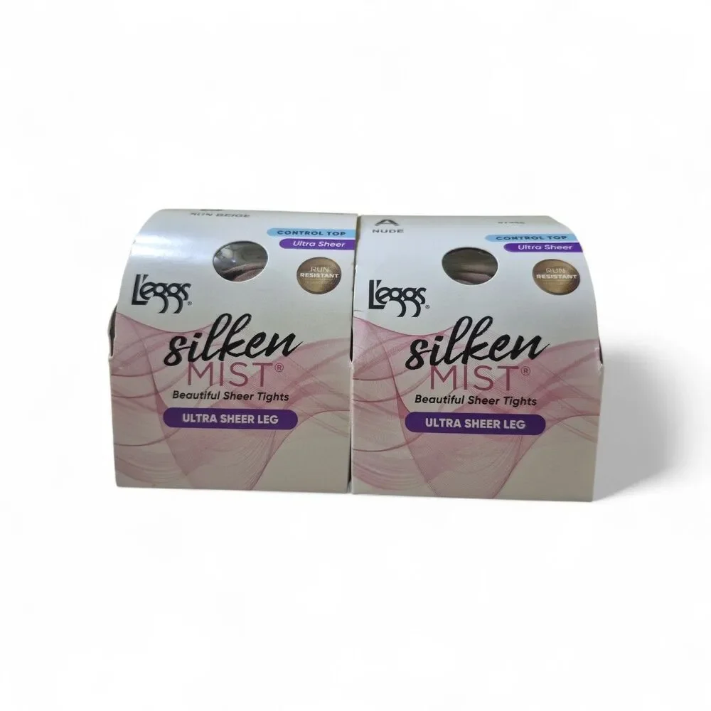 2x Legg's Silken Mist Control Top Ultra Sheer Leg Pantyhose B (Medium) Sun Biege